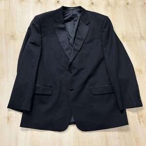 Jones New York Tuxedo Jacket Mens 48 Black Wool Formal 2 Button Notch Lapel